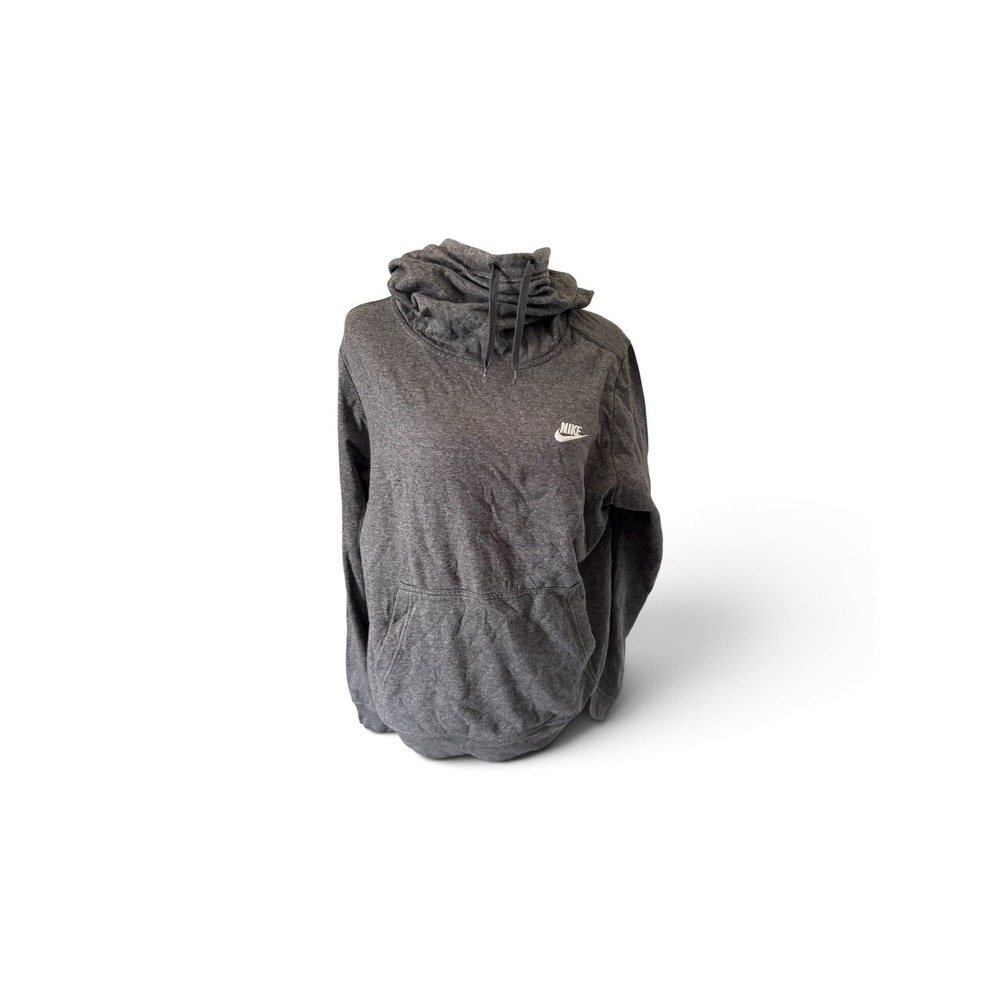 Nike Womens XL Funnel Neck Hoodie Charcoal Heather Grey Pullover 853928-071